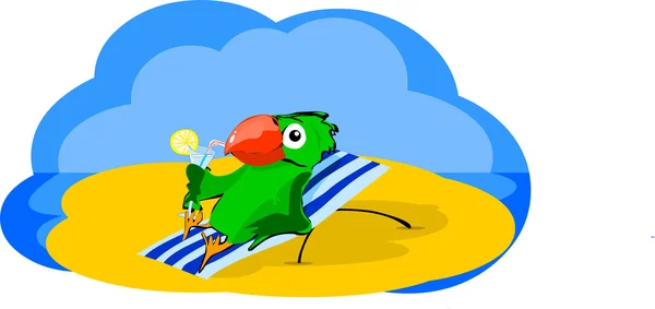 Perroquet sur la plage — Image vectorielle