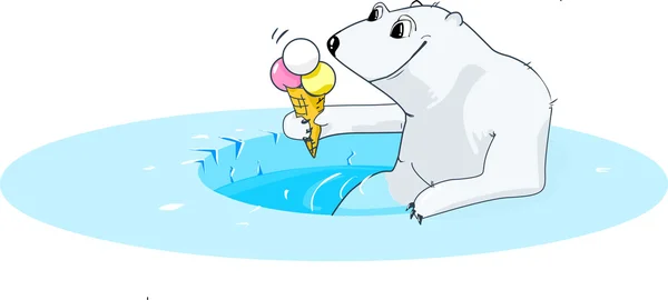 stock vector Polar bear eating ice cream
