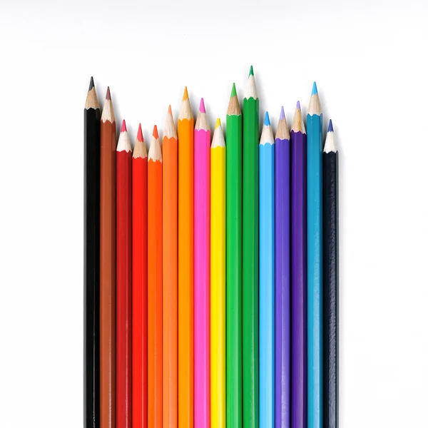 Close up of color pencils on white background with clipping path — Stock Photo, Image