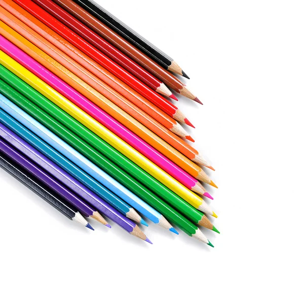 Zestaw kolorów ołówek na białym tle — Zdjęcie stockowe