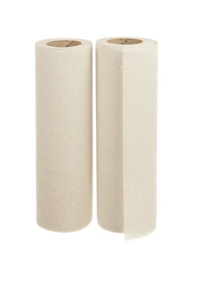 Rolos de papel toalha isolada sobre fundo branco — Fotografia de Stock