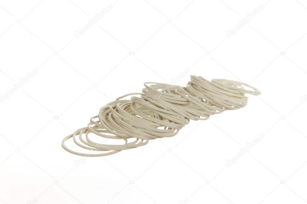 Stack of rubberbands isolated on white background