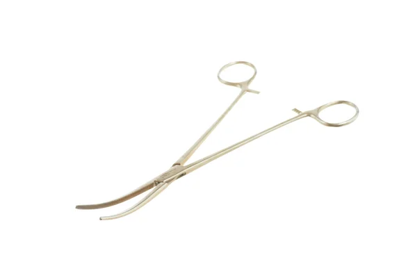 Kirurgiska instrument - böjda pean, Blodstillande pincett - isolerade — Stockfoto