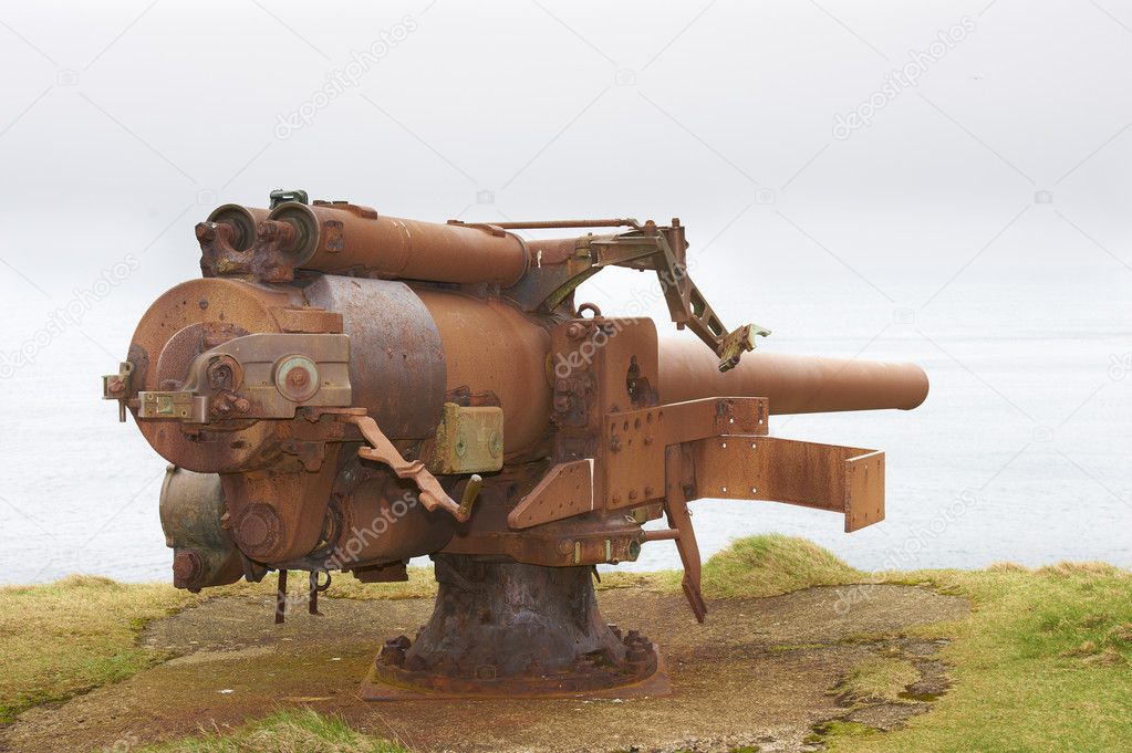 Rusty cannon from the World War 2 era