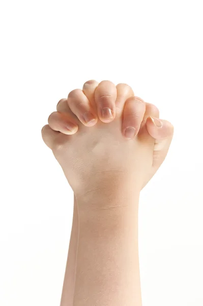 Mãos dobradas de criança — Fotografia de Stock