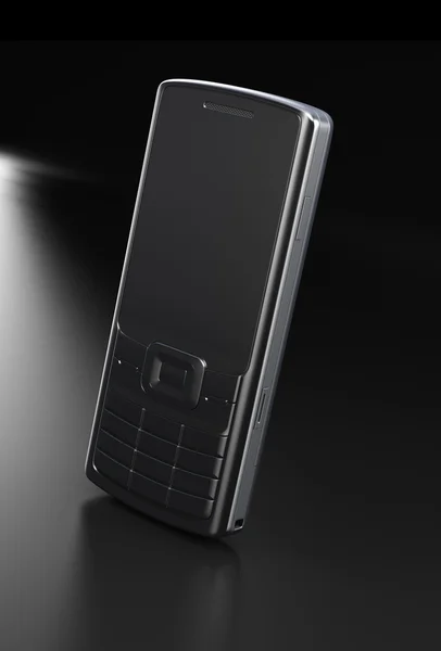 Κινητό τηλέφωνο σε σκούρο φόντο 3d μοντέλο — Φωτογραφία Αρχείου