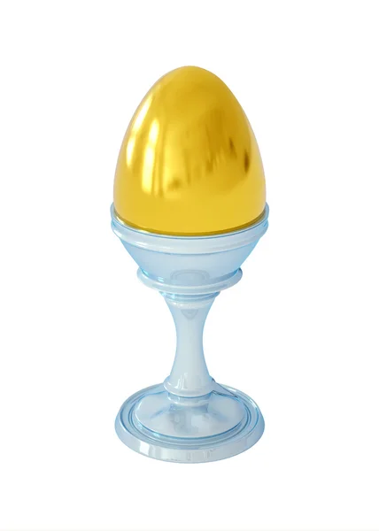 Gouden ei op stand eieren geïsoleerd op witte achtergrond 3D-model — Stockfoto