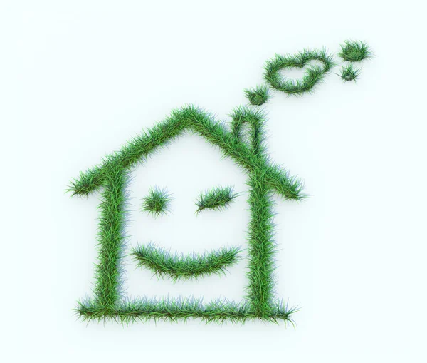 Haussymbol aus Gras 3D-Modell — Stockfoto