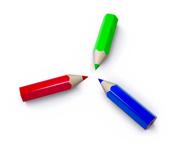 Kleurrijke potloden geïsoleerd op witte 3D-model — Stockfoto
