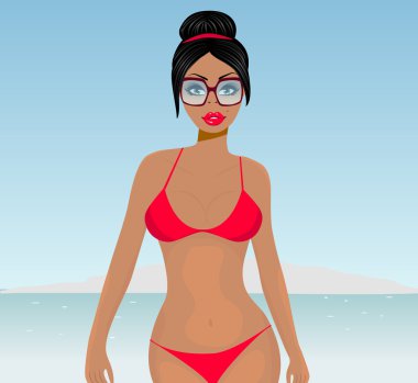 kırmızı bikini plaj seksi kız