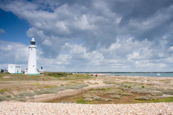 White lighthouse, Hurst point, Hampshire, England — Stock Photo, Image