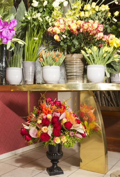Hermosas flores de colores en la tienda de flores —  Fotos de Stock