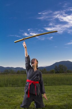 ninja kız Katana Hava atma