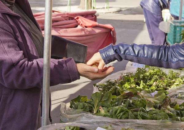 Pagar por vegetales frescos —  Fotos de Stock