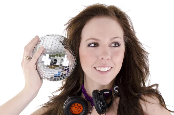 Young woman with disco ball (3) — Stock Photo, Image