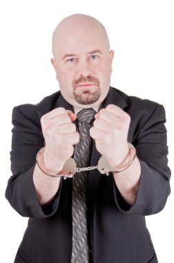 Businessman in handcuffs clipart