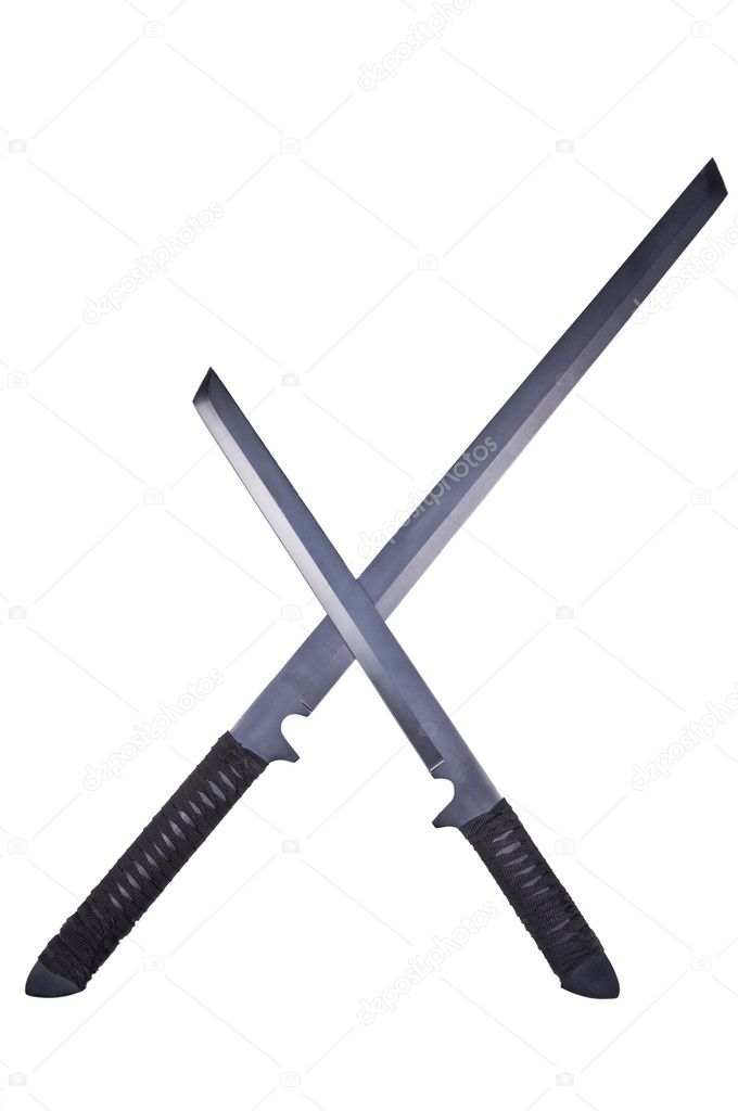 Two crossed ninja swords