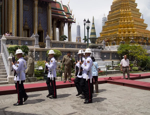 stock image BANGKOK – MARCH 28: Soldiers prepare for the royal of crematio