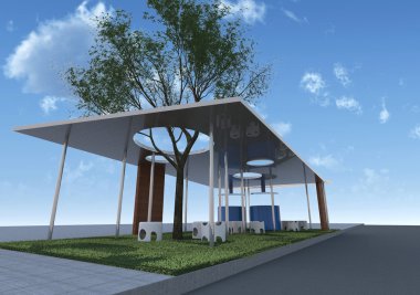 Eco Architecture with blue sky clipart