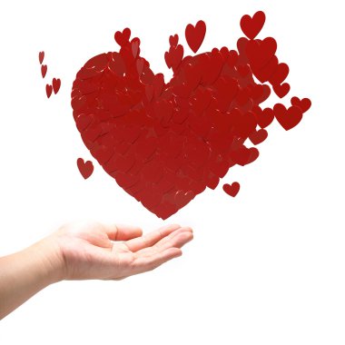 Many red hearts on hand. clipart