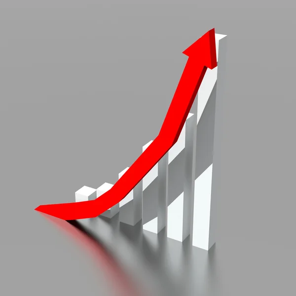 Business graph with going up red arrow — Stock Photo, Image