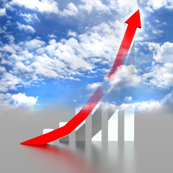 Geschäftsdiagramm mit steigendem roten Pfeil — Stockfoto