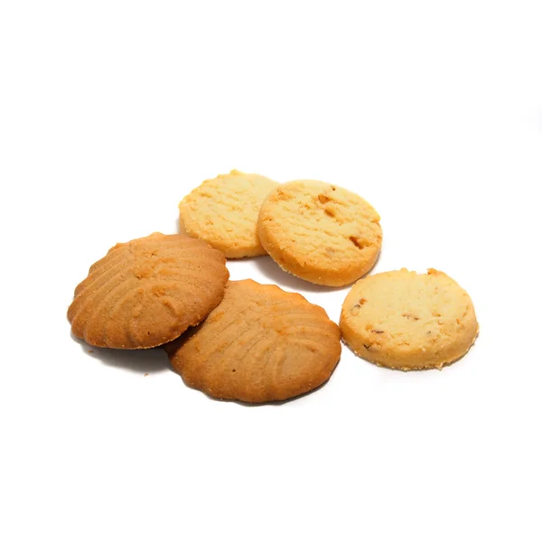 Některé soubory cookie izolovaných na bílém pozadí — Stock fotografie