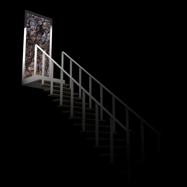 Ladder leading up to the rock wall dead end. — Stock Photo, Image