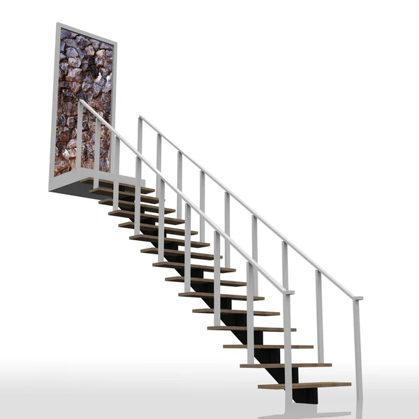 Ladder leading up to the rock wall dead end. — Stock Photo, Image