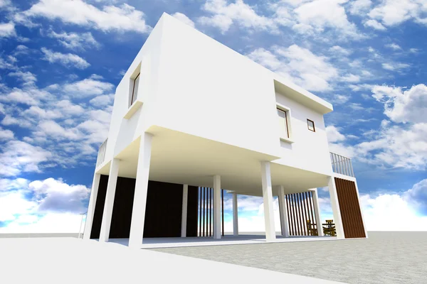 3D moderní dům vykreslení — Stock fotografie