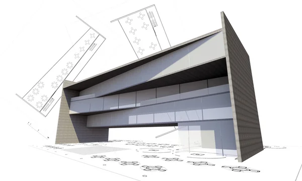 Ilustración 3d del concepto moderno de construcción de edificios —  Fotos de Stock