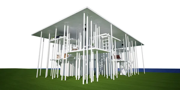 Maison conceptuelle 3d, sur fond blanc — Photo