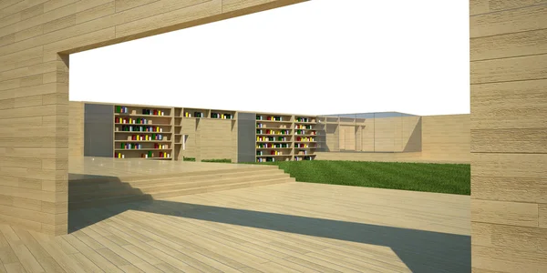 3D open bibliotheek, op witte achtergrond — Stockfoto
