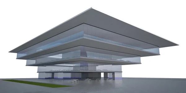 Modern gebouw exterieur 3d render — Stockfoto