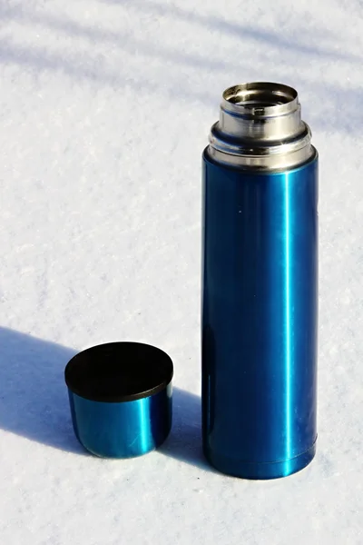 stock image Blue thermos with a cup