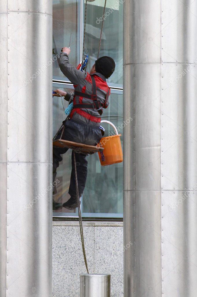 Window cleaner during his work