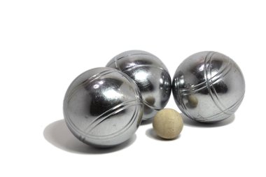 Petanque balls with a jack (cochonnet) clipart