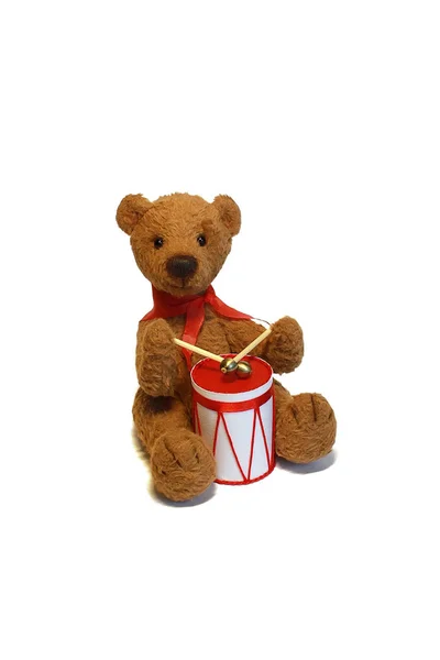 A teddy-bear drummer — Stock Photo, Image