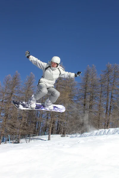 Létající snowboardista — Stock fotografie