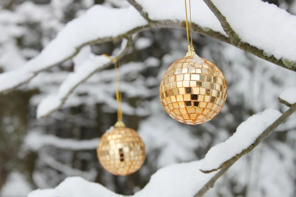 Golden sparkles cristmas bolas — Fotografia de Stock
