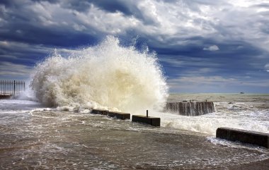 Wave splashes sea storm clipart