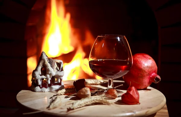 Fireplace cognac — Stock Photo, Image