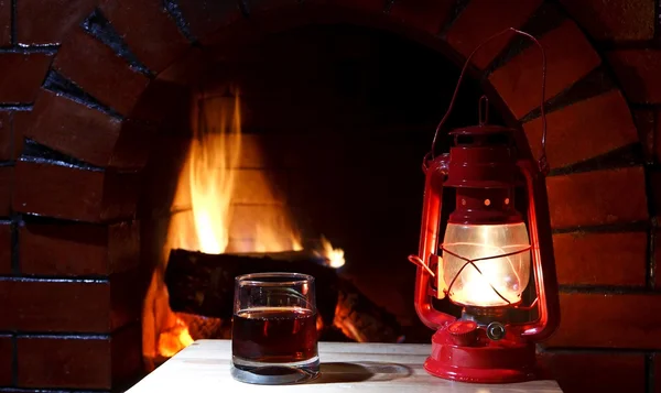 Lantern fireplace — Stock Photo, Image