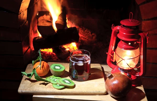 Fireplace lantern — Stock Photo, Image