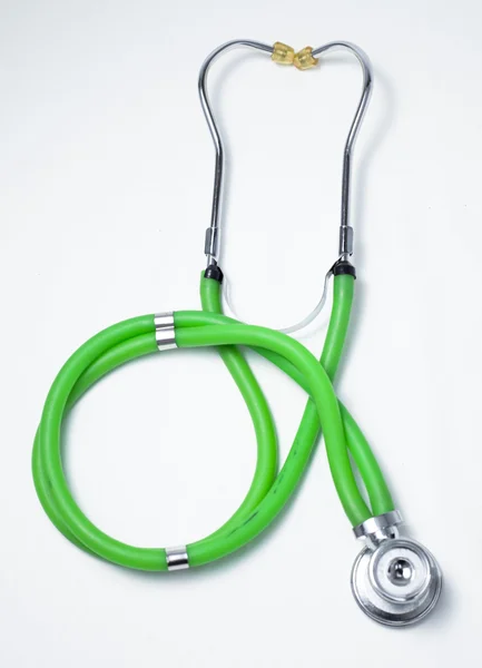 Piękny zielony stetoskop. — Zdjęcie stockowe