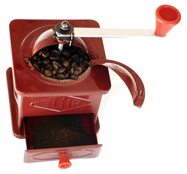 하얀 배경에 있는 커피 분쇄기 — 스톡 사진