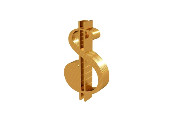 3d Dollar Symbol Zeichen Gold — Stockfoto