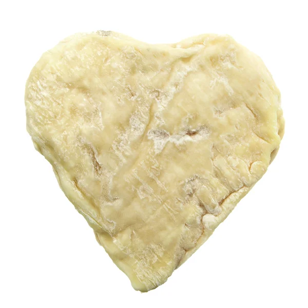 Форма сердца заплесневелый козий сыр изолированы на белом фоне — стоковое фото