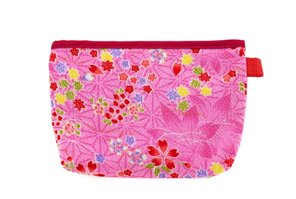 Stock image Pink and red flower pocket bag with leaves and hearts