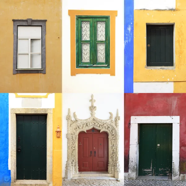Fenster Türen bunte portugiesische traditionelle Sammlung — Stockfoto